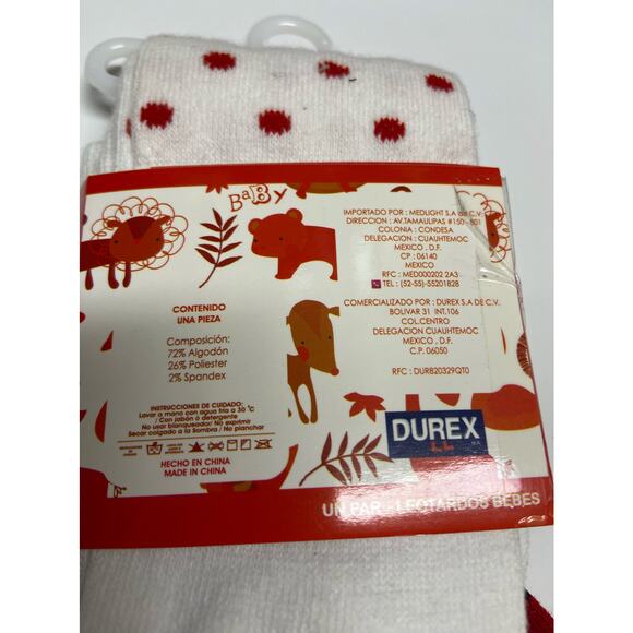 Durex Girls Tights Size 0-6 Mo Red White Black Ladybug Print Polka Dot Feet NEW - Picture 4 of 5